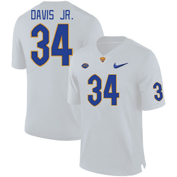 Men #34 Derrick Davis Jr. Pitt Panthers College Football Jerseys Stitched Sale-White